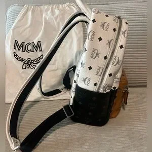 MCM | Bags | Mcm Black And Brown Backpack With Signature 